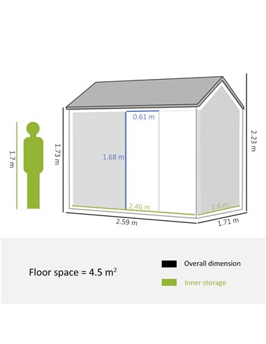 Outsunny 8 x 6 ft Metal Garden Storage Shed, Grey 845-331