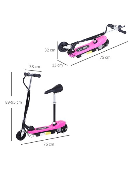 HOMCOM Outdoor Ride On Powered Scooter for kids Sporting Toy 120W Motor Bike 2 x 12V Battery - Pink - pic 3951 | FastDaddyshop