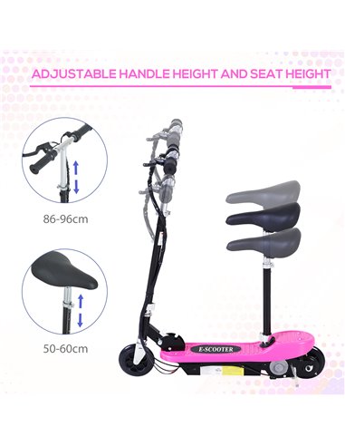 HOMCOM Outdoor Ride On Powered Scooter for kids Sporting Toy 120W Motor Bike 2 x 12V Battery - Pink
