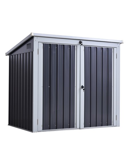 Outsunny 5ft x 3ft Garden 2-Bin Corrugated Steel Rubbish Storage Shed, Black 845-330 - pic 39522 | FastDaddyshop