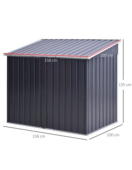 Outsunny 5ft x 3ft Garden 2-Bin Corrugated Steel Rubbish Storage Shed, Black 845-330 - pic 39524 | FastDaddyshop