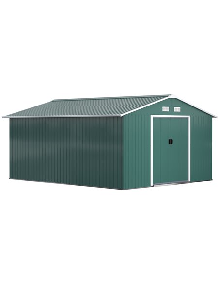 Outsunny 13 x 11 ft Metal Garden Shed, Roofed Tool Storage Box, Deep Green 845-031V01GN - pic 39540 | FastDaddyshop