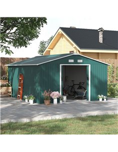 Outsunny 13 x 11 ft Metal Garden Shed, Roofed Tool Storage Box, Deep Green 845-031V01GN 2