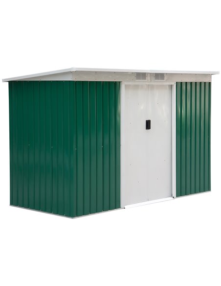 Outsunny 9ft x 4.25ft Corrugated Garden Metal Storage Shed, Deep Green 845-032 - pic 39549 | FastDaddyshop