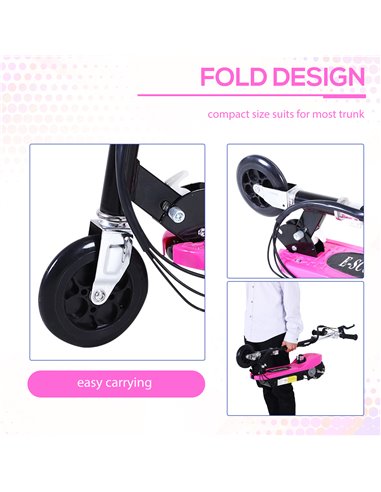 HOMCOM Outdoor Ride On Powered Scooter for kids Sporting Toy 120W Motor Bike 2 x 12V Battery - Pink