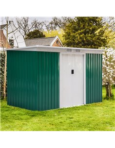Outsunny 9ft x 4.25ft Corrugated Garden Metal Storage Shed, Deep Green 845-032 2