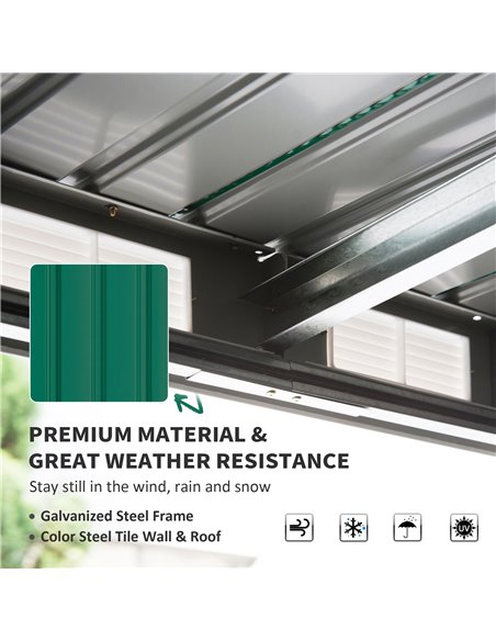 Outsunny 9ft x 4.25ft Corrugated Garden Metal Storage Shed, Deep Green 845-032 - pic 39552 | FastDaddyshop