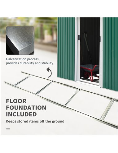 Outsunny 9ft x 4.25ft Corrugated Garden Metal Storage Shed Outdoor Equipment Tool Box with Foundation Ventilation & Doors Deep G