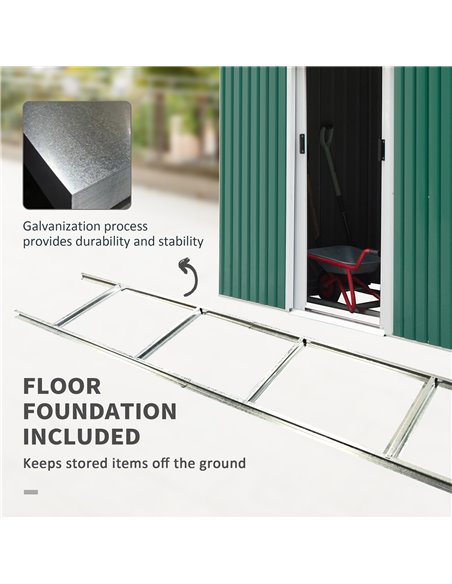 Outsunny 9ft x 4.25ft Corrugated Garden Metal Storage Shed Outdoor Equipment Tool Box with Foundation Ventilation & Doors Deep G - pic 39555 | FastDaddyshop