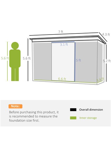 Outsunny Pend Garden Storage Shed, Equipment Tool Storage, Green 845-390
