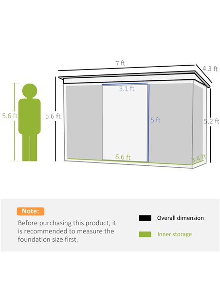 Outsunny Pend Garden Storage Shed, Equipment Tool Storage, Green 845-390 - pic 39560 | FastDaddyshop