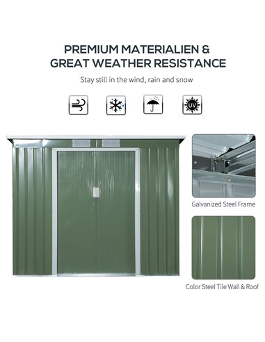 Outsunny Pend Garden Storage Shed, Equipment Tool Storage, Green 845-390