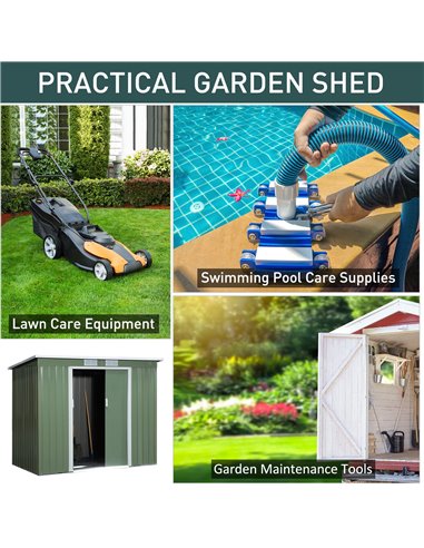 Outsunny Pend Garden Storage Shed, Equipment Tool Storage, Green 845-390