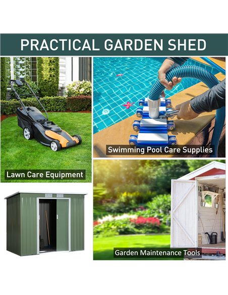 Outsunny Pend Garden Storage Shed, Equipment Tool Storage, Green 845-390 - pic 39562 | FastDaddyshop