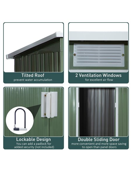 Outsunny Pend Garden Storage Shed w/ Foundation Double Door Ventilation Window Sloped Roof Outdoor Equipment Tool Storage 213 x  - pic 39563 | FastDaddyshop