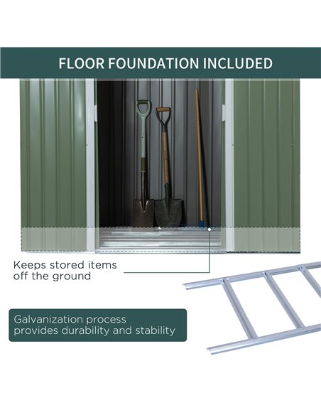 Outsunny Pend Garden Storage Shed w/ Foundation Double Door Ventilation Window Sloped Roof Outdoor Equipment Tool Storage 213 x  - pic 39564 | FastDaddyshop