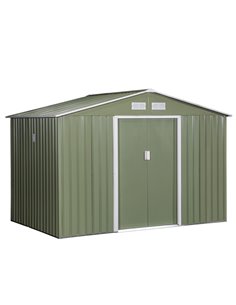 Outsunny 9 x 6 ft Metal Garden Storage Shed, Roofed Tool Box, Light Green 845-031YG