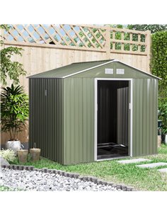 Outsunny 9 x 6 ft Metal Garden Storage Shed, Roofed Tool Box, Light Green 845-031YG 2
