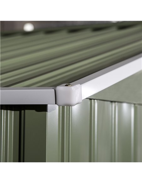 Outsunny 9 x 6 ft Metal Garden Storage Shed Corrugated Steel Roofed Tool Box with Foundation Ventilation and Doors, Light Green  - pic 39574 | FastDaddyshop
