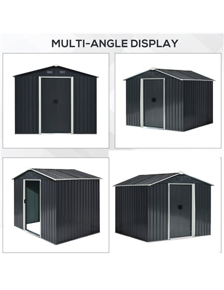 Outsunny 8 x 6ft Garden Storage Shed Double Door Ventilation Windows Sloped Roof Outdoor Equipment Tool, Grey 845-429GY - pic 39582 | FastDaddyshop