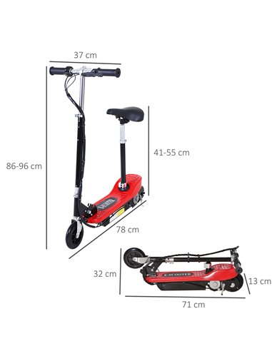 HOMCOM Outdoor Ride On Powered Scooter for kids Sporting Toy 120W Motor Bike 2 x 12V Battery - Red