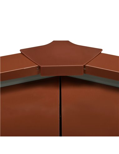 Outsunny 9 x 6.5 ft Metal Garden Storage Shed Apex Store for Gardening Tool with Foundation and Ventilation, Brown with Wood Gra