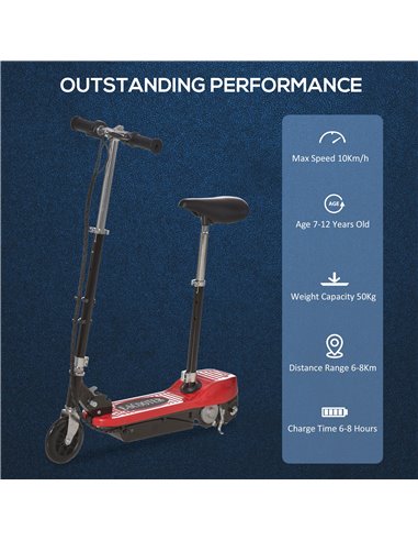 HOMCOM Outdoor Ride On Powered Scooter for kids Sporting Toy 120W Motor Bike 2 x 12V Battery - Red