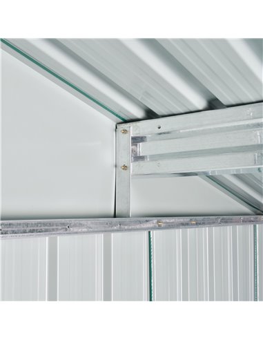 Outsunny 8 x 6 ft Metal Garden Storage Shed Corrugated Steel Roofed Tool Box with Ventilation and Sliding Doors, Green 845-429GN
