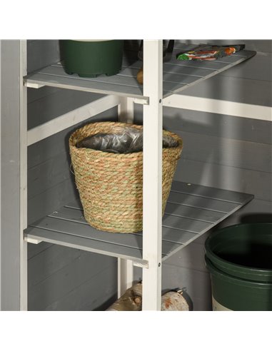 Outsunny Wooden Garden Storage Shed Fir Wood Tool Cabinet Organiser with Shelves 75L x 56W x115Hcm Grey 845-292GY
