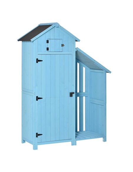 Outsunny Garden Shed Wooden Firewood House Storage Cabinet, Blue 845-323V01 - pic 39639 | FastDaddyshop