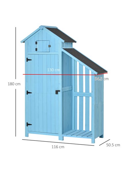 Outsunny Garden Shed Wooden Firewood House Storage Cabinet, Blue 845-323V01 - pic 39641 | FastDaddyshop