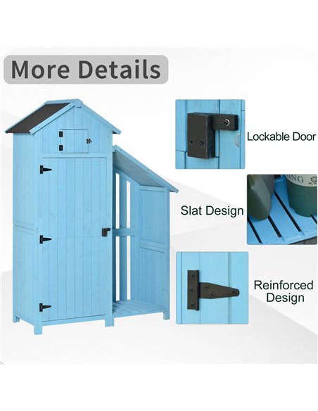 Outsunny Garden Shed Wooden Firewood House Storage Cabinet Waterproof Asphalt Roof Tool Organizer with Lockable Door, 180 x 130  - pic 39645 | FastDaddyshop