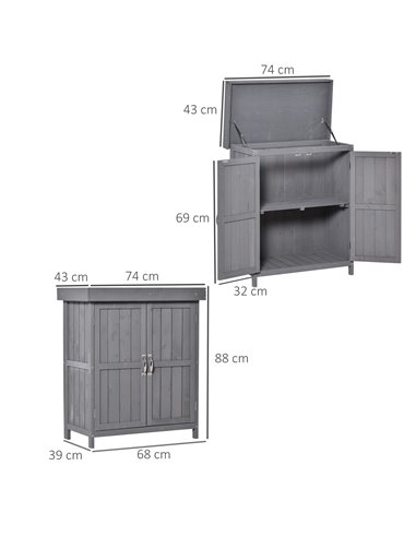 Outsunny Wooden Garden Storage Shed, Grey 845-212GY