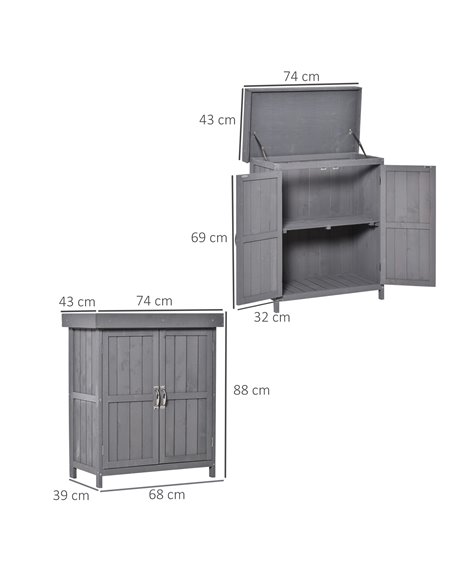 Outsunny Wooden Garden Storage Shed, Grey 845-212GY - pic 39650 | FastDaddyshop