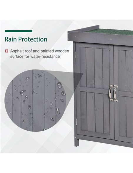 Outsunny Wooden Garden Storage Shed Tool Cabinet Organiser with Shelves, Two Doors,74 x 43 x 88cm, Grey 845-212GY - pic 39651 | FastDaddyshop