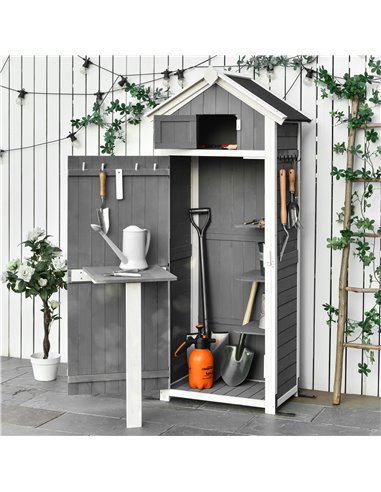 Outsunny Wooden Garden Storage Shed, 182 x 78 x 52.5 cm, Grey 845-377CG