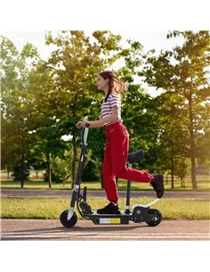 HOMCOM 120W Teens Foldable Kids Powered Scooters 24V Rechargeable Battery Adjustable Ride on Outdoor Toy (Black)