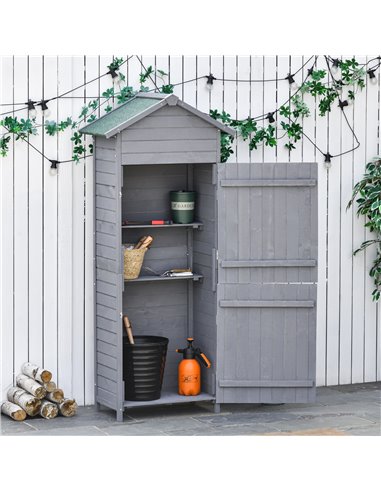 Outsunny Wooden Garden Storage Shed, 189 x 82 x 49 cm, Grey 845-352