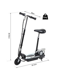 HOMCOM 120W Teens Foldable Kids Powered Scooters 24V Rechargeable Battery Adjustable Ride on Outdoor Toy (Black) 2