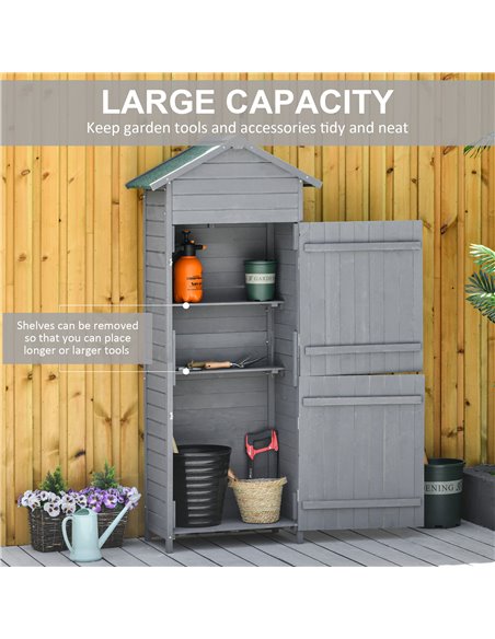 Outsunny Wooden Garden Storage Shed, 189 x 82 x 49 cm, Grey 845-352 - pic 39670 | FastDaddyshop