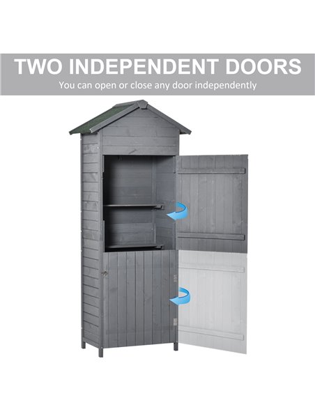 Outsunny Wooden Garden Storage Shed Timber Tool Cabinet Organiser w/ Tilted-felt Roof, Shelves, Lockable Doors, 189 x 82 x 49 cm - pic 39671 | FastDaddyshop