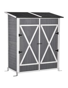 Outsunny Garden Wood Storage Shed, 139 x 75 x 160cm, Grey 845-353V02CG