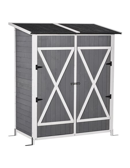 Outsunny Garden Wood Storage Shed, 139 x 75 x 160cm, Grey 845-353V02CG - pic 39675 | FastDaddyshop