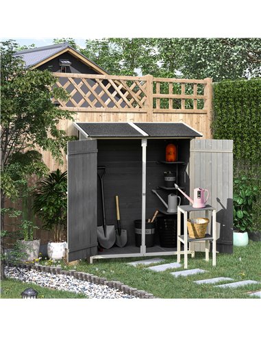 Outsunny Garden Wood Storage Shed, 139 x 75 x 160cm, Grey 845-353V02CG