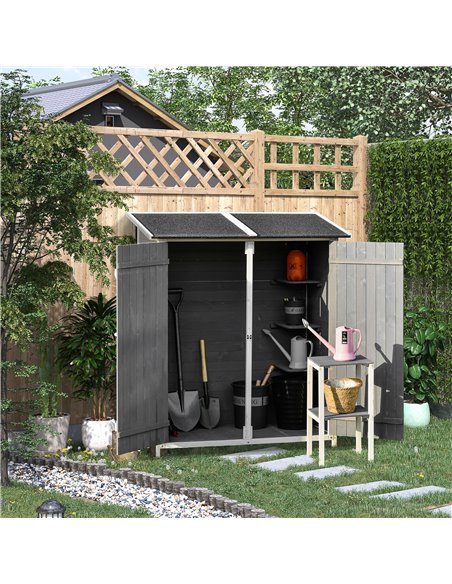 Outsunny Garden Wood Storage Shed, 139 x 75 x 160cm, Grey 845-353V02CG - pic 39676 | FastDaddyshop