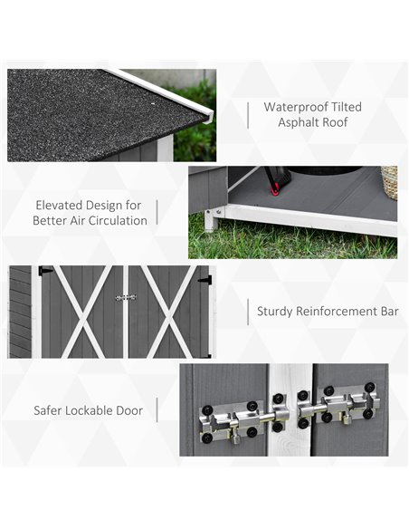 Outsunny Garden Wood Storage Shed w/ Storage Table, Hooks and Ground Nails Multifunction Lockable Sheds Tool Organizer, 139 x 75 - pic 39679 | FastDaddyshop