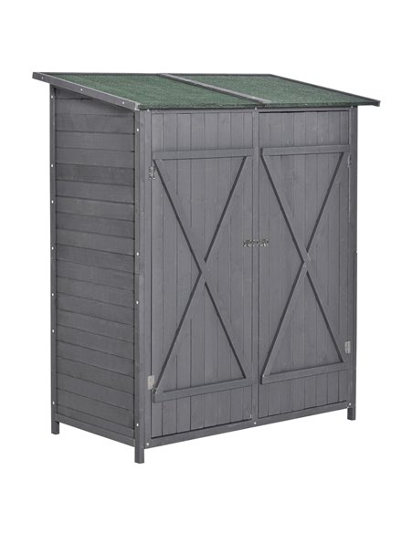 Outsunny Wooden Garden Storage Shed, 139 x 75 x 160 cm, Grey 845-353 - pic 39684 | FastDaddyshop