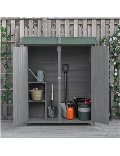 Outsunny Wooden Garden Storage Shed, 139 x 75 x 160 cm, Grey 845-353 2