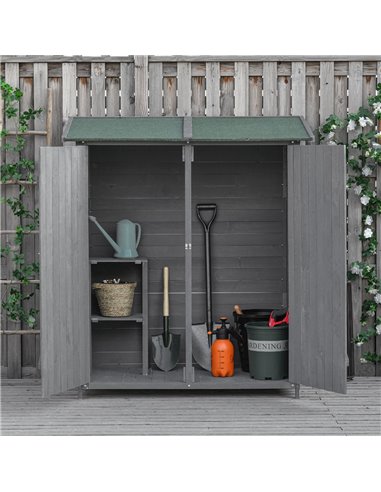 Outsunny Wooden Garden Storage Shed, 139 x 75 x 160 cm, Grey 845-353