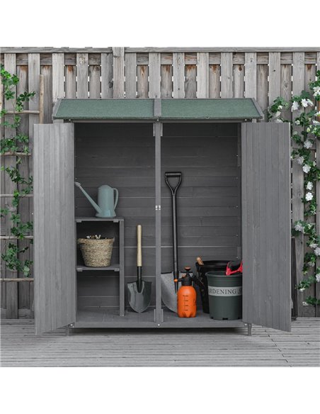 Outsunny Wooden Garden Storage Shed, 139 x 75 x 160 cm, Grey 845-353 - pic 39685 | FastDaddyshop